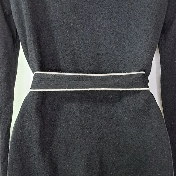 L'AGENCE Black and White Ronny Piped Wool and Cotton Cardigan Size XS - Picture 9 of 12